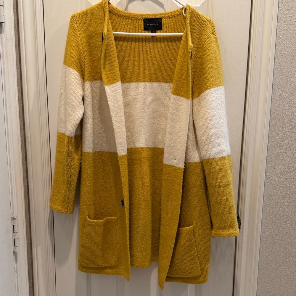 Love Tree Mustard and Cream Striped Cardigan